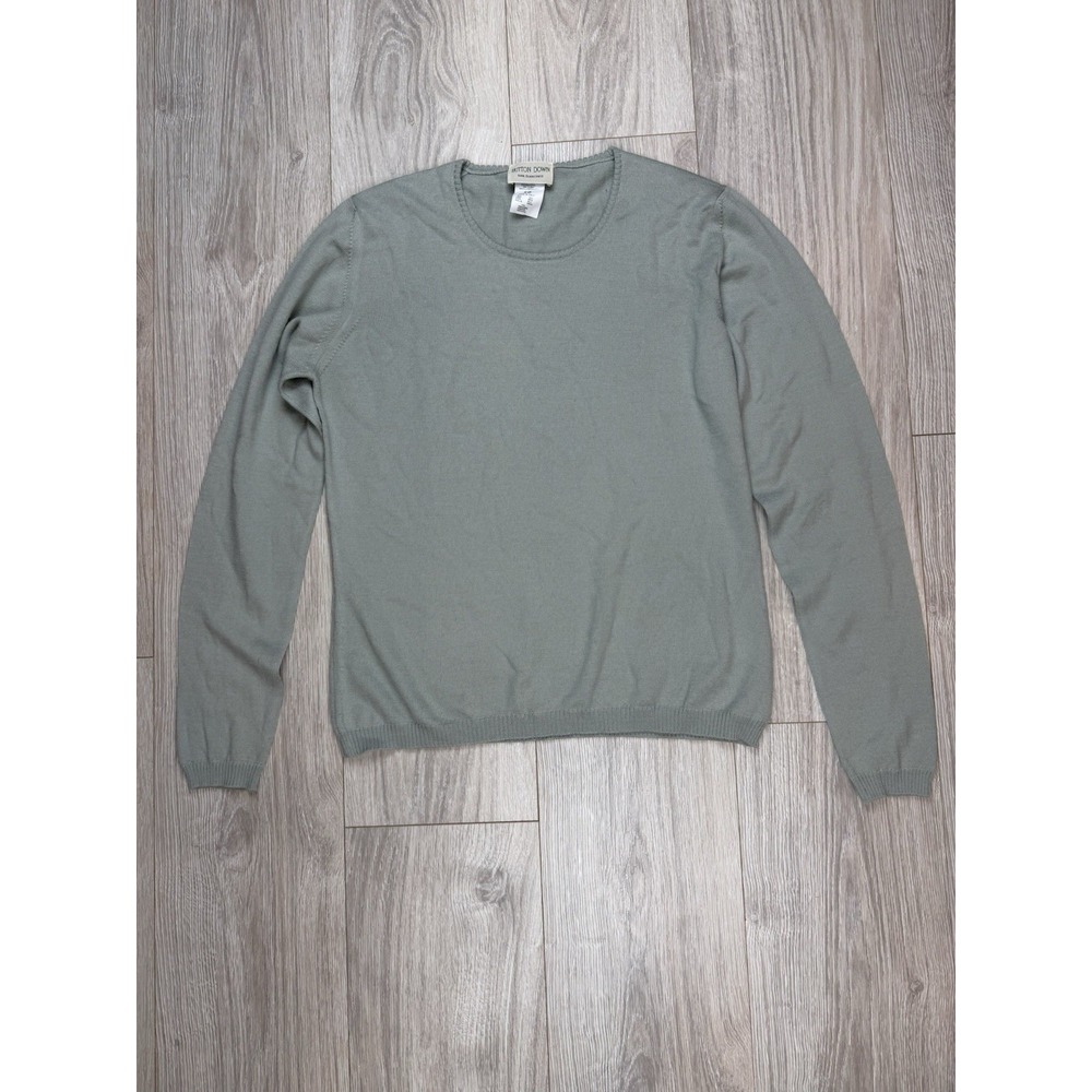 Button Down San Francisco Sage Green Silk & Wool Blend Crewneck Sweater Size L